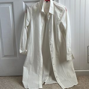 Button-down white T-shirt dress